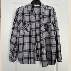 Appleseed's Black and Gray Plaid Shirt
